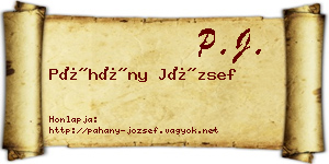 Páhány József névjegykártya